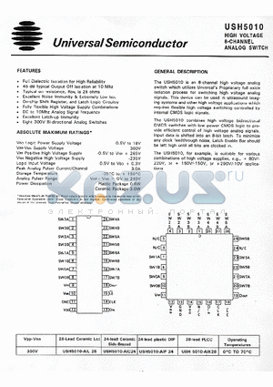 USH5010-AIL28 datasheet - HIGH VOLTAGE 8-CHANNEL ANALOG SWITCH