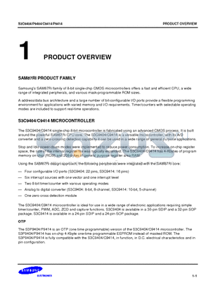 S3C9404 datasheet - SAM87Ri family of 8-bit single-chip CMOS microcontrollers