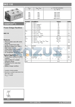 SKD110 datasheet - Power Bridge Rectifiers