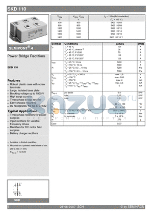 SKD110/18 datasheet - Power Bridge Rectifiers