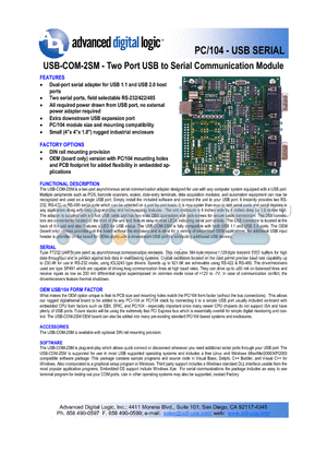 USM-COM-2SM datasheet - Enclosure and module with 2 port USB to RS-232/422/485 serial