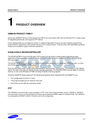 S3C9614 datasheet - SAM87RI family of 8-bit single-chip CMOS microcontrollers