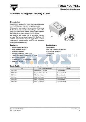 TDSG5150 datasheet - Standard 7- Segment Display 13 mm