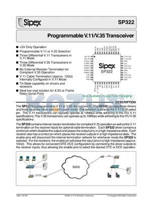 SP322CF-L datasheet - Programmable V.11/V.35 Transceiver