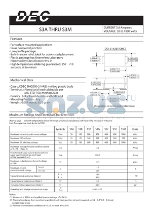 S3D datasheet - CURRENT 3.0 Amperes VOLTAGE 50 to 1000 Volts