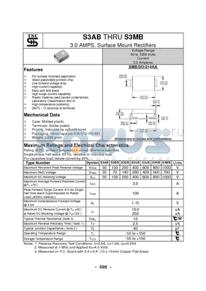 S3DB datasheet - 3.0 AMPS. Surface Mount Rectifiers