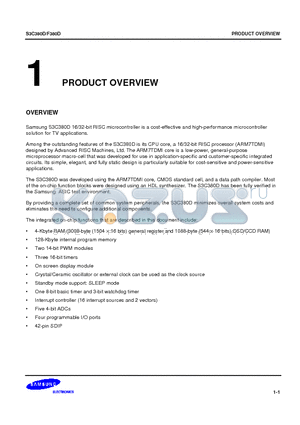 S3F380D datasheet - Samsung S3C380D 16/32-bit RISC microcontroller is a cost-effective and high-performance microcontroller solution for TV applications.