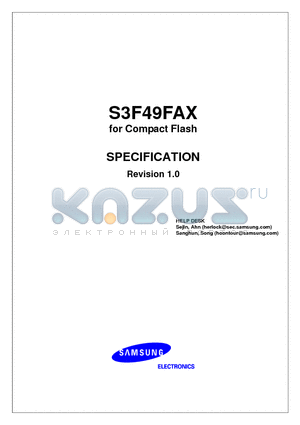 S3F49FAX datasheet - S3F49FAX for Compact Flash SPECIFICATION Revision 1.0