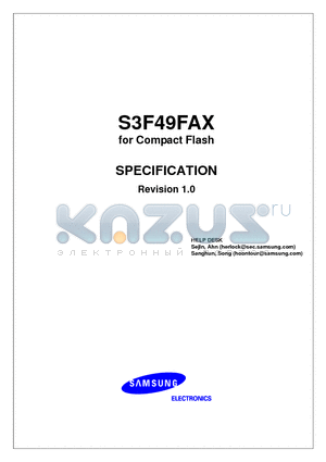 S3F49FAXZA datasheet - S3F49FAX for Compact Flash SPECIFICATION Revision 1.0