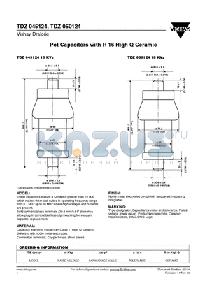 TDZ045124 datasheet - Pot Capacitors with R 16 High Q Ceramic