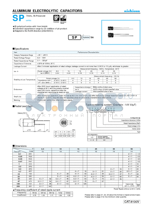 USP0J470MDD datasheet - ALUMINUM ELECTROLYTIC CAPACITORS