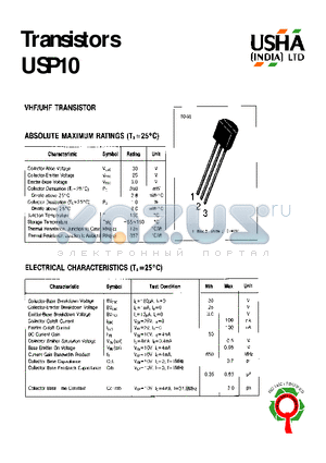 USP10 datasheet - VHF/UHF TRANSISTOR