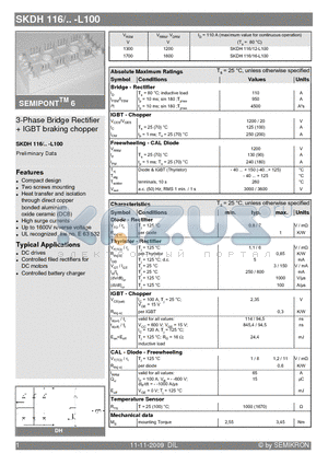 SKDH116_09 datasheet - 3-Phase Bridge Rectifier  IGBT braking chopper