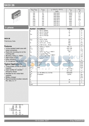 SKDI26/06 datasheet - 3~phase