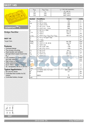 SKDT145/12 datasheet - Bridge Rectifier