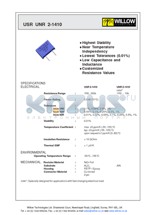 USR2-1410 datasheet - Highest Stability Near Temperature Independency