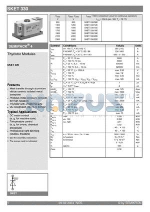 SKET330 datasheet - Thyristor Modules