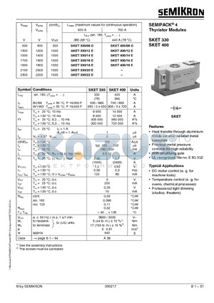 SKET330 datasheet - SEMIPACK^ 4 Thyristor Modules