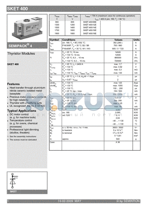 SKET400 datasheet - Thyristor Modules