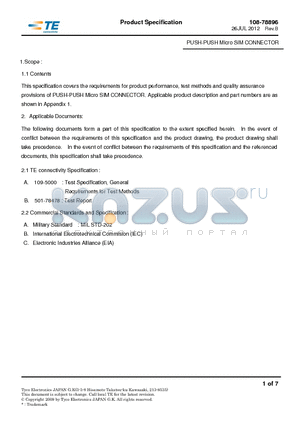 TE21748032 datasheet - This specification covers the requirements for product performance, test methods and quality assurance...