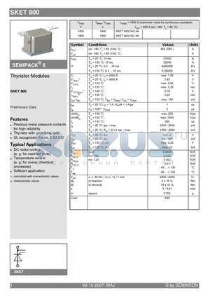 SKET800/18GH4 datasheet - Thyristor Modules