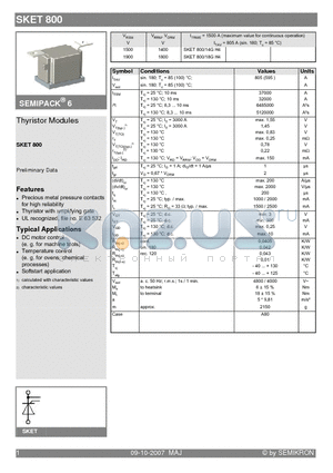 SKET800_07 datasheet - Thyristor Modules