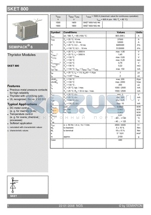 SKET800 datasheet - Thyristor Modules