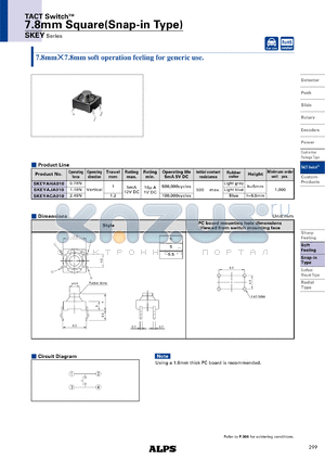 SKEYAJA010 datasheet - 7.8mm Square(Snap-in Type)