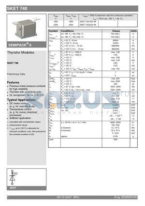 SKET740 datasheet - Thyristor Modules