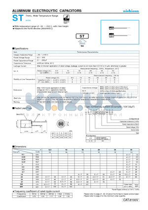 UST1C100MDD datasheet - ALUMINUM ELECTROLYTIC CAPACITORS