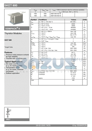 SKET800/14EH4 datasheet - Thyristor Modules