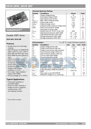 SKHI26F datasheet - Double IGBT driver