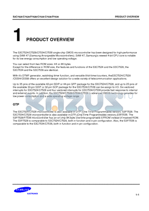 S3P7528 datasheet - The S3C7524/C7528/C7534/C7538 single-chip CMOS microcontroller has been designed for high-performance using SAM 47