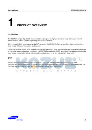 S3P7544 datasheet - Single-chip CMOS microcontroller, 512 x 4-bit RAM, 4096 x 8-bit ROM