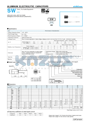 USW0J101MDD datasheet - ALUMINUM ELECTROLYTIC CAPACITORS