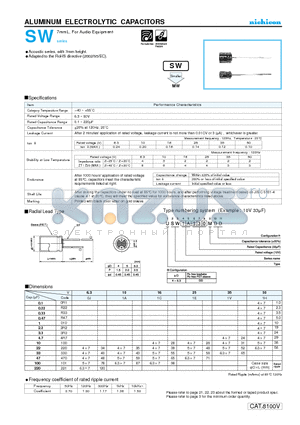 USW0J221MDD datasheet - ALUMINUM ELECTROLYTIC CAPACITORS