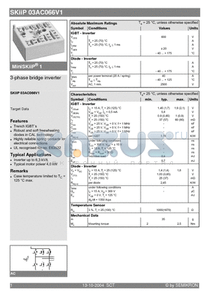 SKIIP03AC066V1 datasheet - 3-phase bridge inverter