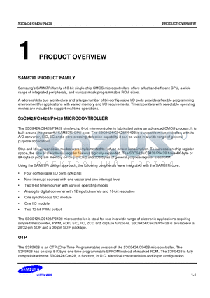 S3P9428 datasheet - SAM87Ri family of 8-bit single-chip CMOS microcontrollers