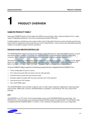 S3P9434 datasheet - SAM87Ri family of 8-bit single-chip CMOS microcontrollers