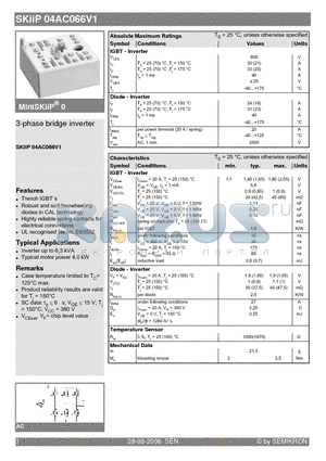 SKIIP04AC066V1 datasheet - 3-phase bridge inverter