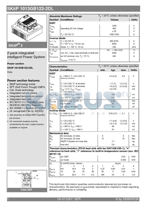 SKIIP1013GB122-2DL datasheet - 2-pack-integrated intelligent Power System