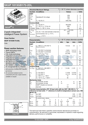 SKIIP1013GB172-2DL datasheet - 2-pack-integrated intelligent Power System