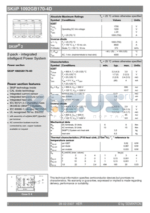 SKIIP1092GB170-4D_07 datasheet - 2-pack - integrated intelligent Power System