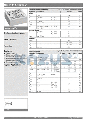 SKIIP11AC12T4V1 datasheet - 3-phase bridge inverter