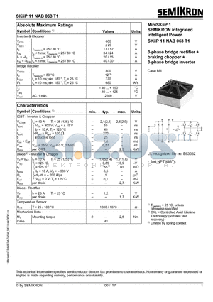 SKIIP11NAB063T1 datasheet - SKIIP11NAB063T1