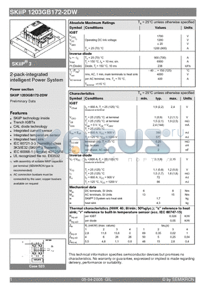 SKIIP1203GB172-2DW datasheet - 2-pack-integrated intelligent Power System