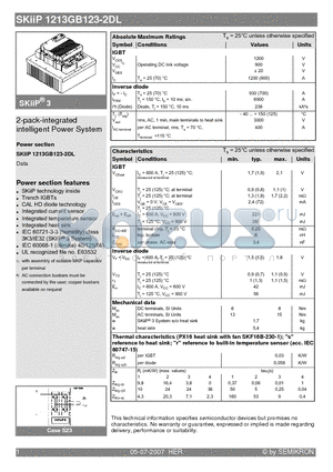 SKIIP1213GB123-2DL datasheet - 2-pack-integrated intelligent Power System