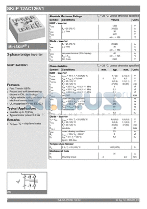 SKIIP12AC126V1 datasheet - 3-phase bridge inverter