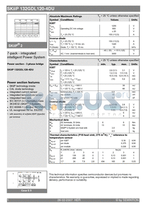 SKIIP132GDL120-4DU datasheet - 7-pack - integrated intelligent Power System