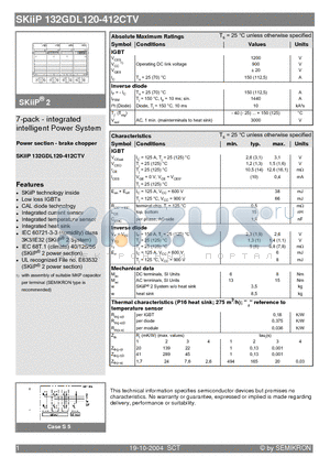 SKIIP132GDL120-412CTV datasheet - 7-pack - integrated intelligent Power System